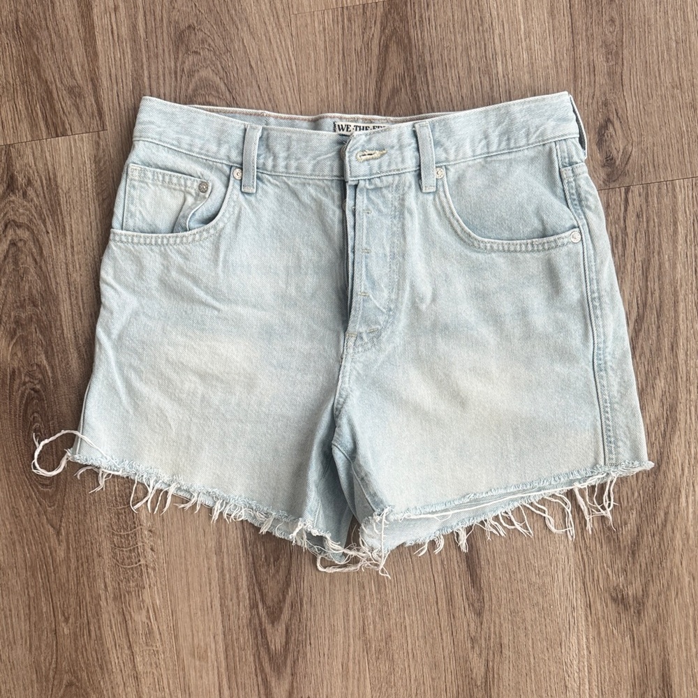 We The Free Light Blue Frayed Jean Shorts